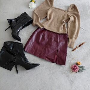 Forever 21 Burgundy Leather Skirt